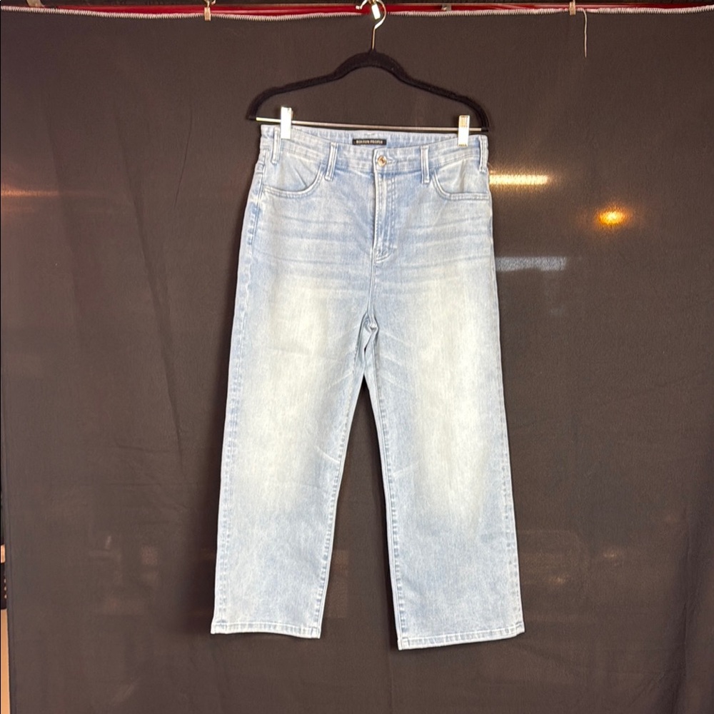 Boston Proper Cropped Denim Jeans High Rise Wide Leg Light Was Jeans NWOT